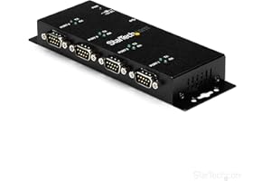 StarTech.com 4 Port USB to Serial RS232 Adapter - Wall Mount - Din Rail - COM Port Retention - FTDI USB to DB9 RS232 Hub (ICU