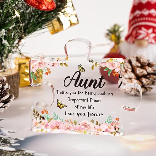 Mothers Day Gifts for Aunt Engraved Acrylic Block Puzzle Piece
