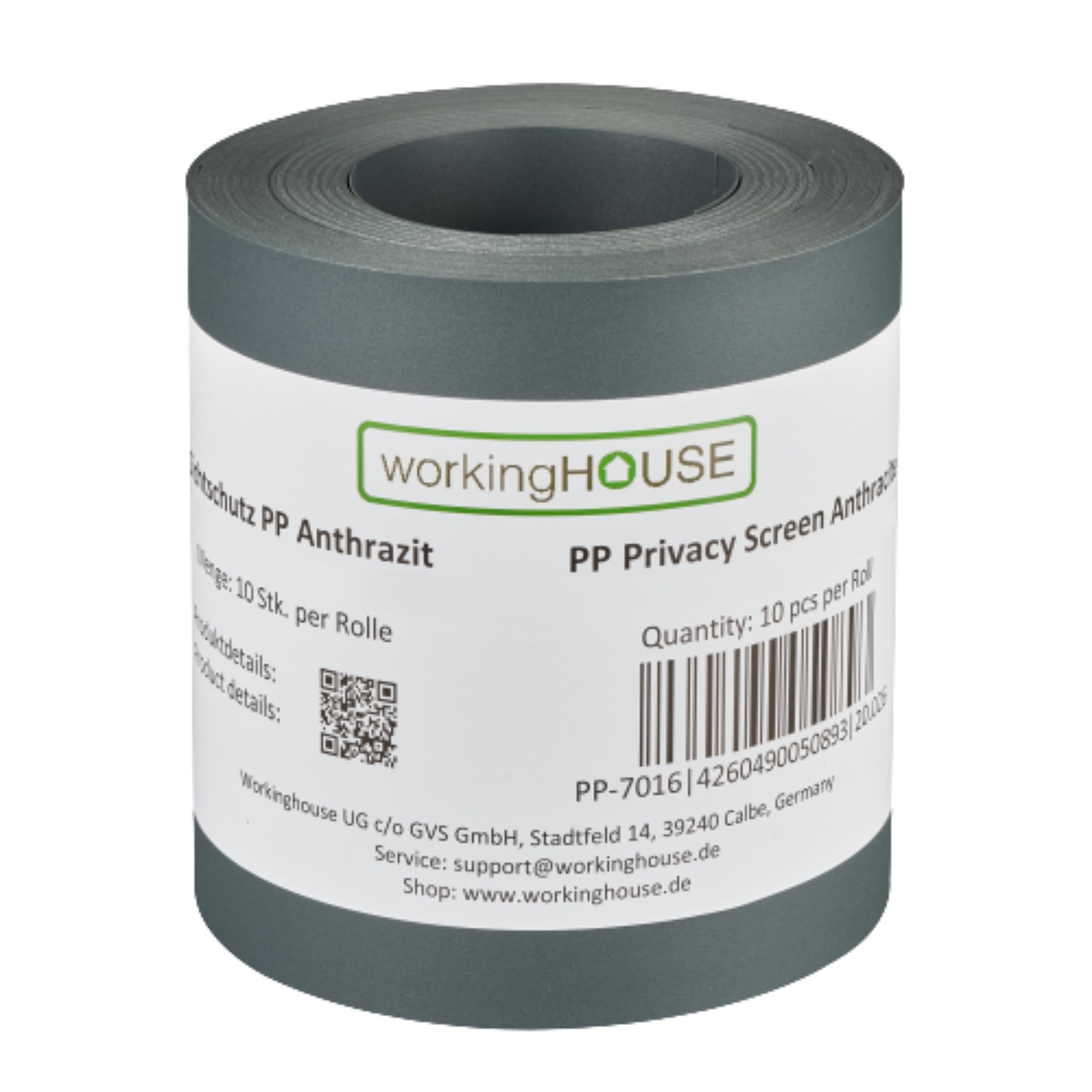 Workinghouse PP Privacy Screen Strips for Double Rod Panels (Fence Privacy Screen) 1.1 mm Thickness - 10 Strips Each 2.55 m Length x 19 cm Height - Weatherproof, Maintenance-Free, Dimensionally Stable