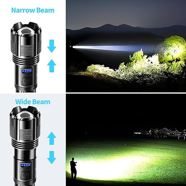 JTVCVQOF RECHARGEABLE TACTICAL FLASHLIGHT: ULTRA BRIGHT HIGH-LUMEN LED BEAM WITH USB-C CHARGING, HEAVY DUTY MID-SIZE TORCH FOR HOME POWER OUTAGE, CAR EMERGENCY & OUTDOOR ADVENTURE