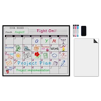 Pizarra blanca magnética de borrado en seco y calendario y ...