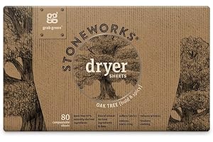 Grab Green Stoneworks Cruelty-Free Dryer Sheets | Softens Fabrics, Freshens Clothing & Reduces Static-Cling and Wrinkles | Plant Based | Oak Tree Scent (80 Sheets)