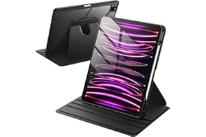 JETech Rotating Case for iPad Pro 12.9-Inch (2022/2021/2020/2018) with Pencil Holder, 360 Degree Rotation Protective Stand Co