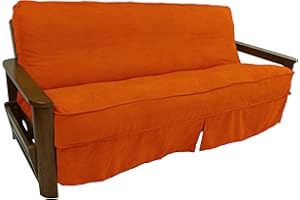 Blazing Needles Solid Microsuede Double Corded 8" to 9" Futon Slipcover, Full, Tangerine Dream