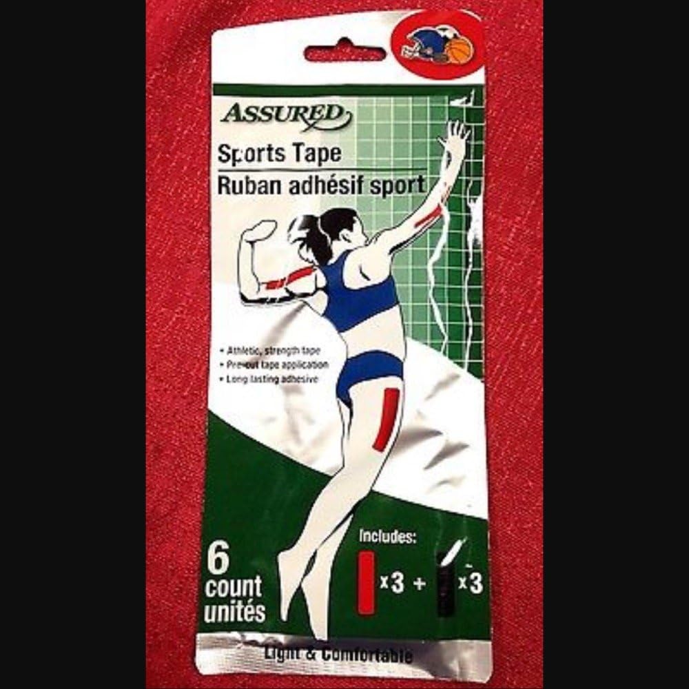 ASSURED Athletic SPORTS TAPE Adhesive Wraps Strength (Light & Comfortable) 6-Count Package by Sports Tape