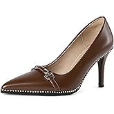Younton Women's High Heel Pumps Stiletto Heel Pumps for Women Pointed Toe Heels Elegant Classic 3.5 Inch Beaded Pumps
