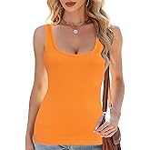Afibi Women's Sleeveless Tank Top Form Fitted Scoop Neck Ribbed Knit Basic Cami Shirts