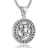 Zodiac Sign Necklaces for Men Women Stainless Steels Leo Libra Aries 12 Constellation Pendant Necklace Astrology Jewelry Birthday Gift