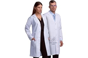 Lab Coat Professional Unisex for Men and Women, Multiple Pockets, Classic Fit, Snap Closing, 40" Length