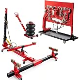 KT-255 Auto Body Frame Puller Straightener, 49KN Pulling Tower with 3-Ton Pneumatic Air Jack, Hydraulic Foot Pump, Sheet Metal Clamps &amp; Straightening Tools for Sedans, SUVs, Trucks &amp; Vans