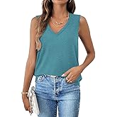 Syellowafter Women V Neck Tank Tops Sleeveless Shirts Summer Casual Blouse Loose Fit Tunic