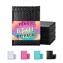 Yens Poly Bubble Mailers 8.5x12 50 pack Black