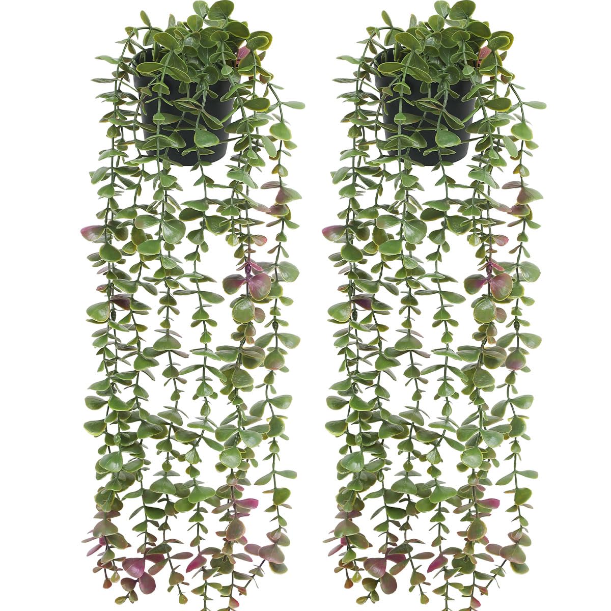 Floweroyal 2pcs Fake Hanging Plants Fake Potted Eucalyptus Greenery Plants Small Faux Plants for Indoor Outdoor Shelf Wall Decor