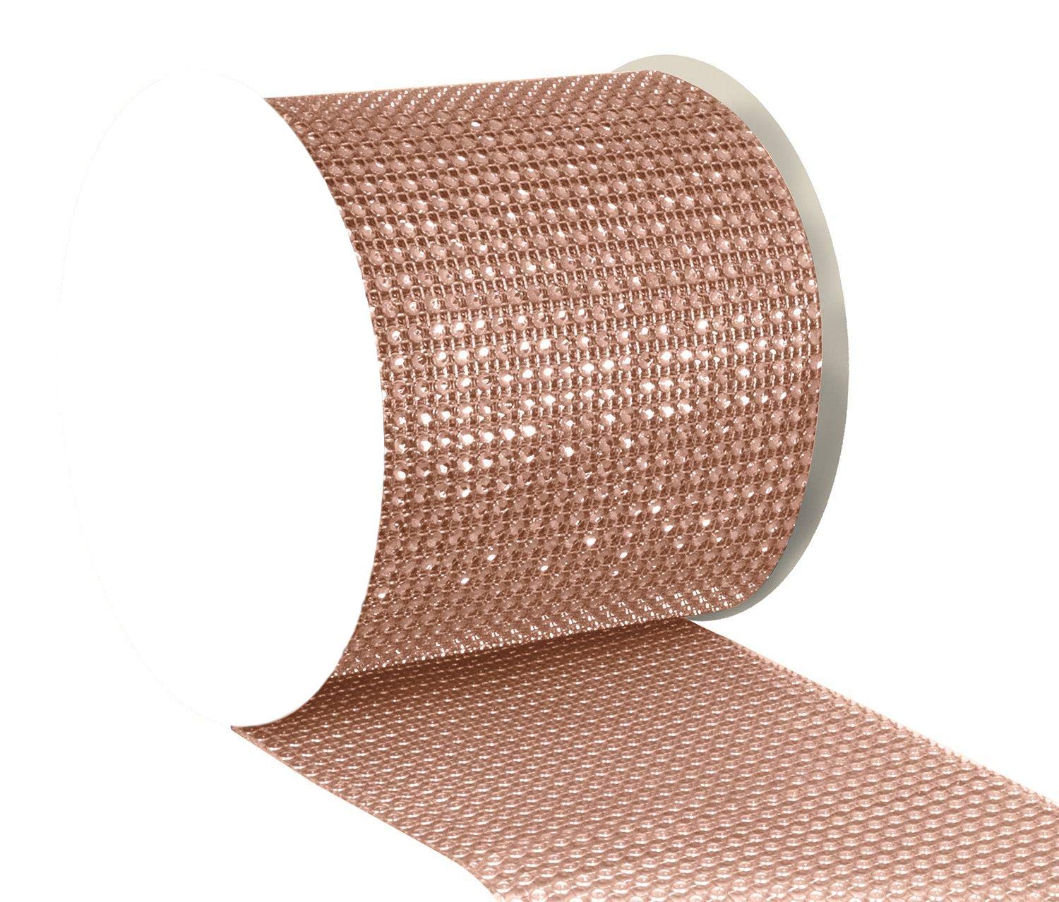 Ribbon Queen Diamante Diamond Mesh 12cm (24 row) Rose Gold - cakes, cards, decor