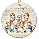 Religious Ornaments for Christmas Tree 2025 - Faith, Catholic Gifts for Women, Families, Friends, Children - O Holy Night Angel Ceramic Ornament - Angel Singing Choir Christmas Ornaments