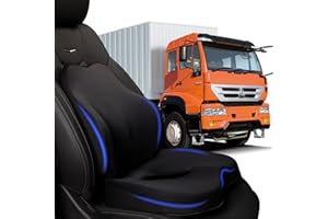 MINUPWELL Truck Seat Cushion, 2PC 100% Memory Foam Seat Cushion for Truck Driver, Truck Driver Seat Cushion & Back Support, Semi Truck Accessories for Men -Seat cushion-18x14.5x3.5in, Lumbar Cushion-16.5x15.4x5