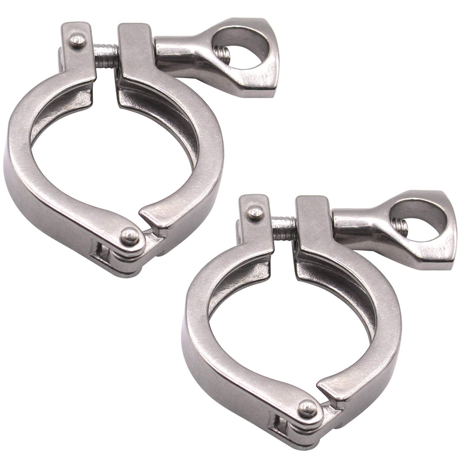 Photo 1 of DERNORD Stainless Steel 304 Single Pin Heavy Duty Tri Clamp with Wing Nut for Ferrule TC 2'' (Pack of 2)