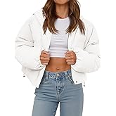 Tankaneo Women's Cropped Puffer Jacket Casual Winter Hoodie Baggy Short Down Coats with Pockets