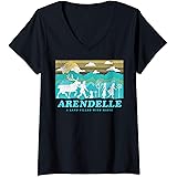 Womens Disney Frozen 2 Arendelle Group Silhouette Poster V-Neck T-Shirt