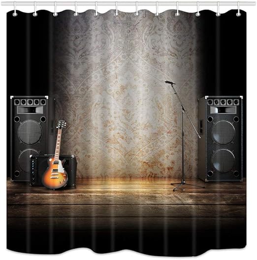 Amazon Com Gooesing Music Stage Decor Shower Curtain Microphone