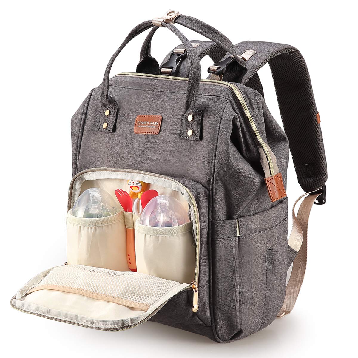 Sac à Langer Bébé BABYTESS - Sac à Dos Multifonctions, Tapis à Langer Inclus, Noir Unisexe - 2