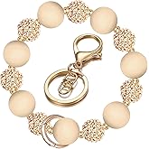 Penekin Keychain Wristlet, Silicone Beaded Wrist keychain for Women, Elastic Key chains for Car Keys