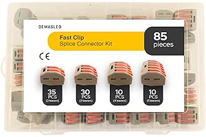 DEMASLED 85 Pcs Compact Wire Connectors with 2, 3, 4, and 5 Lever Terminals, Fast Clip Splice Connector Kit, Reliable Electrical Splicing for Solid and Stranded Wires