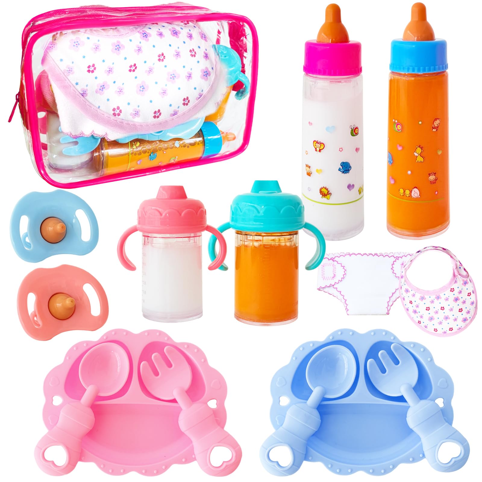 Photo 1 of 15 Pcs Baby Doll Accessories Magic Bottle Set,Doll Feeding Set with Package,Pretend Play Feeding Toys for Kids,Girls,Party,Gift