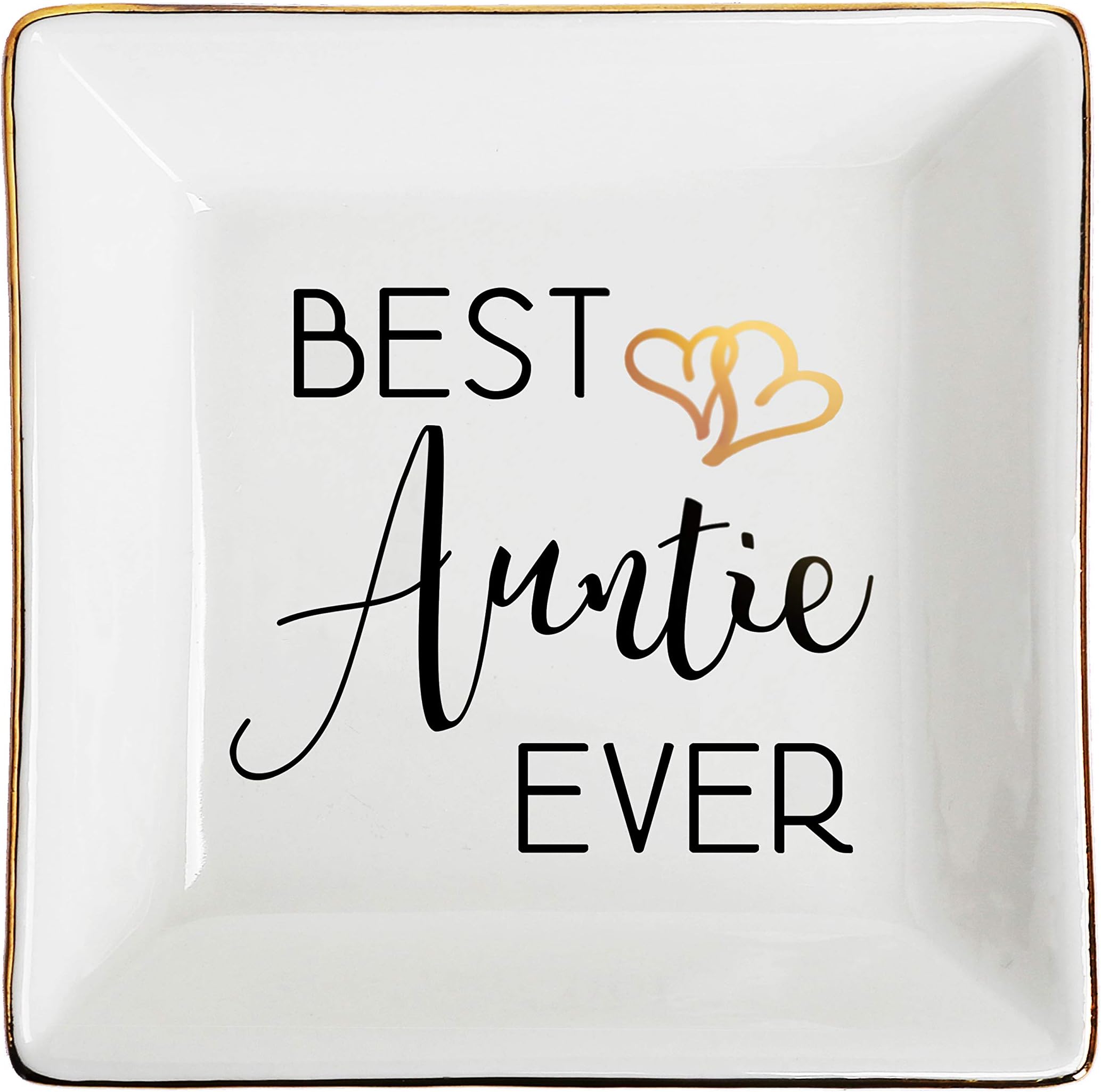 ZeenArt Aunt Gifts, Aunt Gifts from Niece Ceramic Trinket Tray, Aunt Mothers Day Gifts, Bae Best Aunt Ever Gifts for Birthday, Aunt Christmas Gifts for Great Aunt.