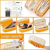 EASTHILL Big Capacity Pencil Case Linen Cotton Yellow 9x20 cm view 4