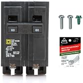 FalconSupply Genuine Square D HOM260 60 Amp Double Pole Circuit Breaker Kit | Plug-On Replacement for Homeline Load Center Panel Box, UL Listed, 60A, 120/240V, 10kAIC, 60Amp, 2 Pole HOM Breaker, 1 Pack