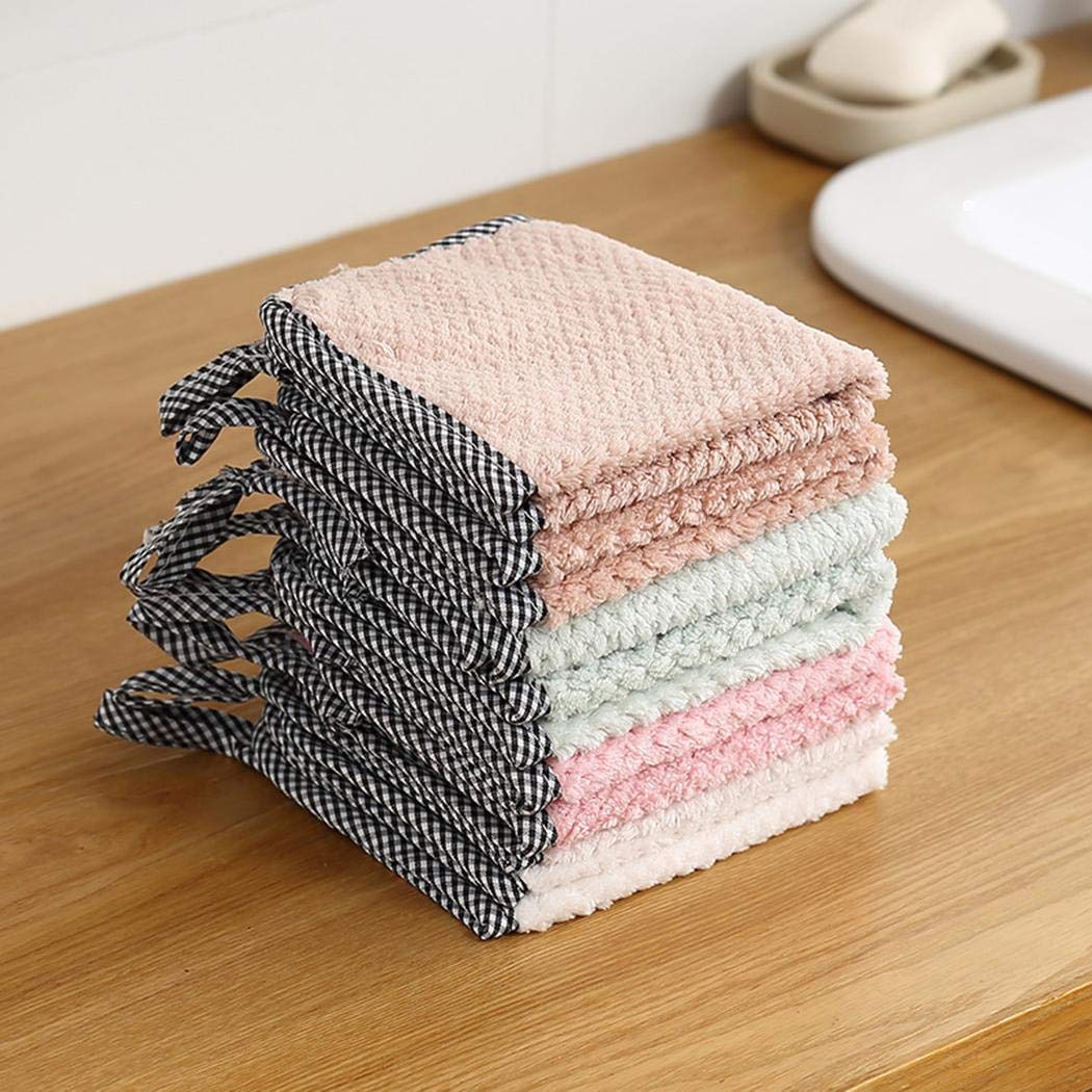yagot Straccio da Cucina dishcloths Doppio Lato Coral Fleece Dish Lavaggio Panno di Pulizia Asciugamano Rag Wipe Straccio Assorbente Casa