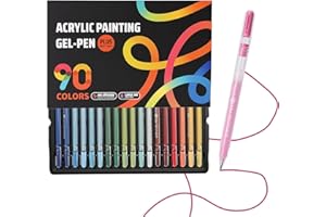 Acrylic Gel Pens for Coloring, 90 Colors Set 3D Acrylic Paint Pens with 1.0mm Bullet Tip, Acrylic Paint Markers for Adult Col