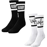 Shihanee 2 Pairs Valentine Gifts for Couples Wedding Crew Socks Bride and Groom Socks Mr and Mrs Gifts Engagement Favors