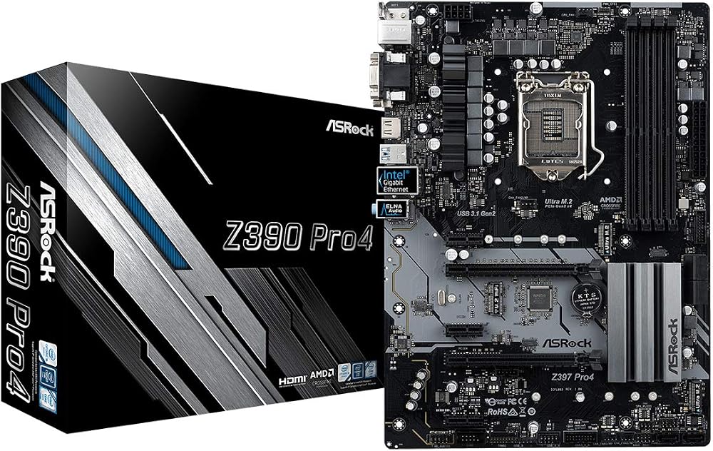 ASRock Z390 Pro4 Motherboard Intel Z390 Socket 1151 ATX DDR4 Black