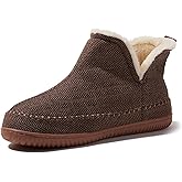 Dearfoams Men's Memory Foam Indoor House Slippers Brixen Ankle Boot House Shoes - Gifts for Men