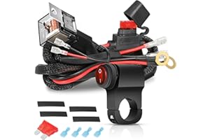 OFFROADTOWN 2 Leads LED Light Bars Wiring Harness Kit w/Motorcycle Handlebar Switch 7/8" 12V 40A Relay Fuse Nylon Wire Harness for ATV Dirt Bike Scooters Motorcycle Lights