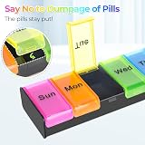 Alyvisun 7 Day Pill Box Large Weekly Organizer Black Travel view 5