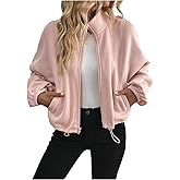 GORGLITTER Women's Zip Up Hoodie Cropped Sweatshirt Jacket Long Sleeve Drawstring Coats with Pockets