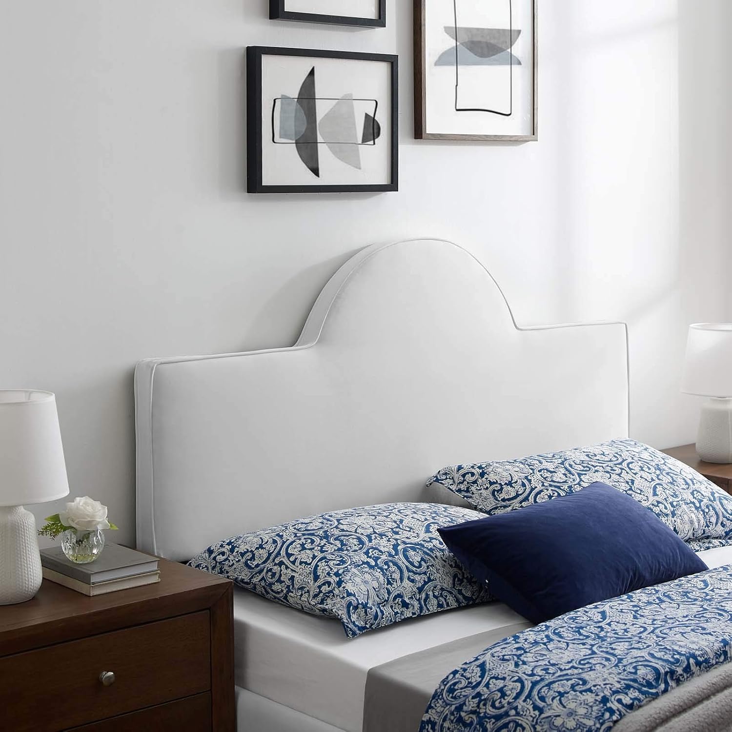Modway Dawn Performance Velvet Twin Headboard in White