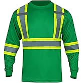 FONIRRA Hi Vis Shirts for Men Reflective ANSI Class 2 Safety Long Sleeve High Visibility Work Construction T Shirts