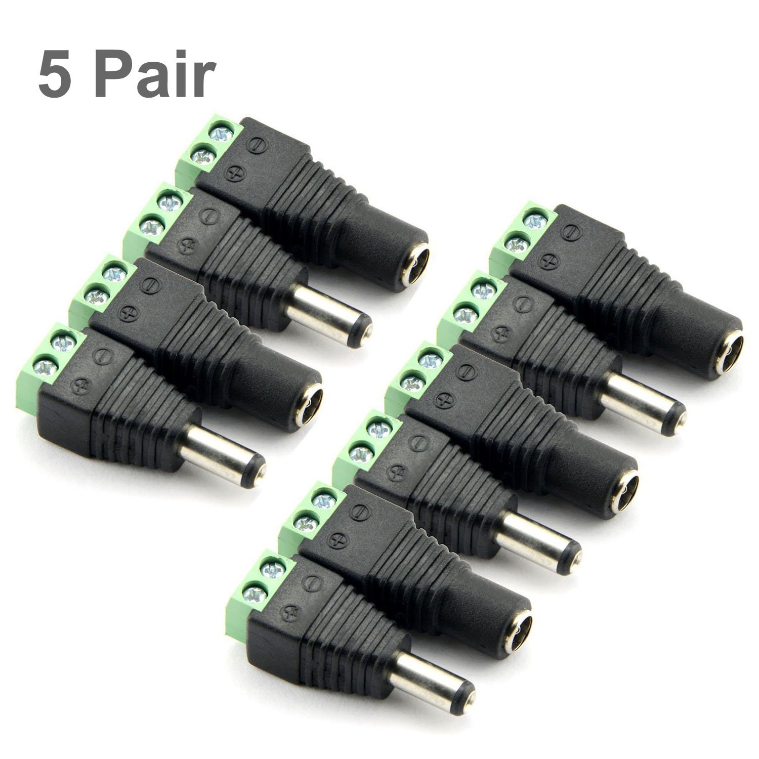 2.1mm DC jacks with screw terminals for the power wire.