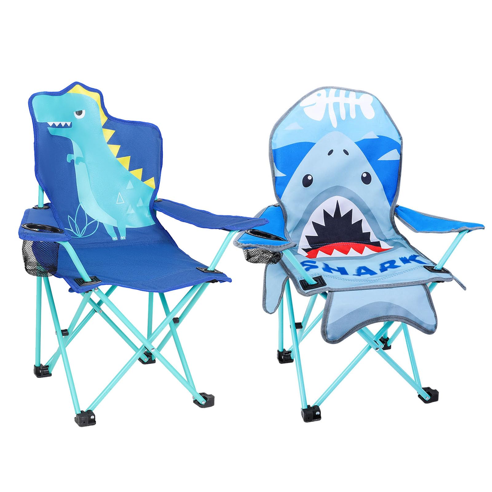 KABOER 2 Pcs Kids Outdoor Folding Lawn and Camping Chair with Cup Holder and Carrying Bag, Children's Camping Chairs for Outdoor Beach Travel Image