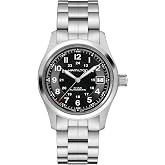 Hamilton Khaki Field Automatic Men's Watch, 38mm Stainless Steel Case | Swiss Made, Black Dial Analog Watch, Water Resistance 100m, Sapphire Crystal, 3-Hand Movement, Stainless Steel Strap