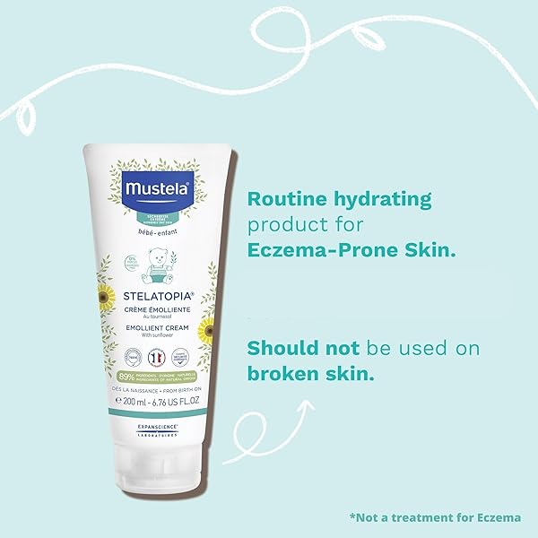 MUSTELA STELATOPIA ECZEMA-PRONE SKIN EMOLLIENT BABY CREAM – MOISTURIZING BODY LOTION WITH NATURAL AVOCADO & SUNFLOWER OIL – FRAGRANCE-FREE – 6.76 FL. OZ.