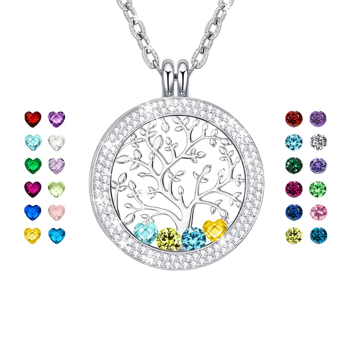 mother's day child birthstone necklace