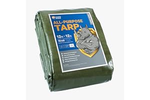 GUARD SHIELD Heavy Duty Tarp 12x12 Feet Green Multi Purpose Thick Waterproof Poly Tarp Cover 10mil