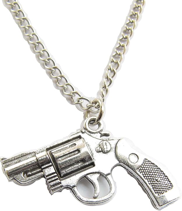 Gun Necklace, Gun Charm, Weapon Pendant, Personalized