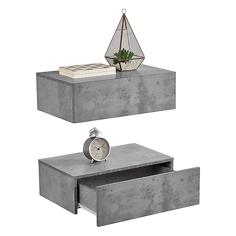 En Casa Wall Mounted Shelf Floating Drawer Storage Box 2 Drawers