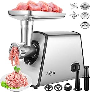 Electric Meat Grinder,Stainless Steel Meat Mincer Sausage Stuffer,2600W Food Grinder with 3 Grinding Plates,2 Blades, Sausage Kubbe Kit Sets,Meat Grinder for Home Kitchen Use